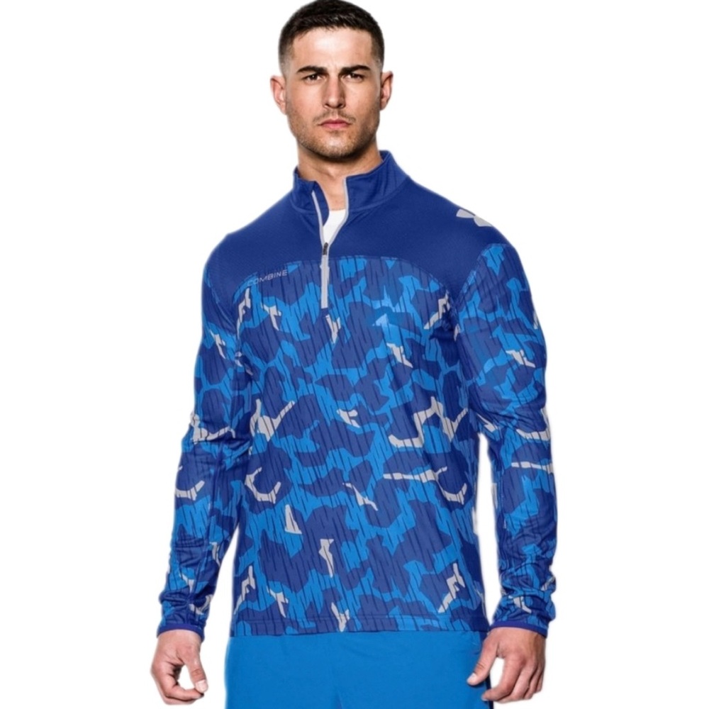 Under Armour, royal blue camo style performance quarter zip